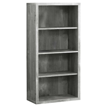 Homeroots 47.5 in. Grey Particle Board & MDF Bookshelf with Adjustable Shelves 333506